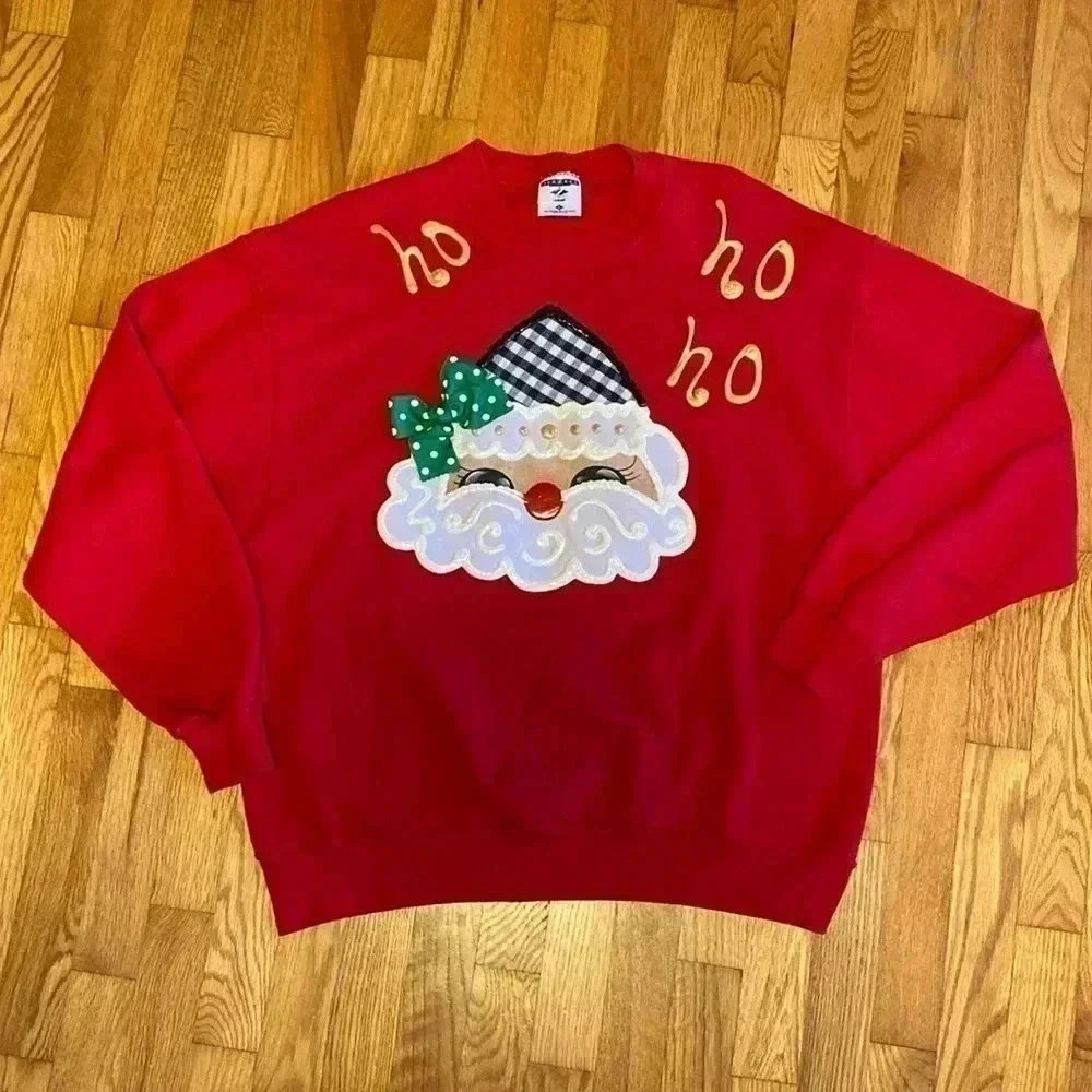 Red Santa Sweatshirt in Size Large.
